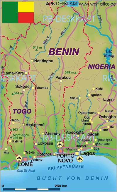 physique carte du benin